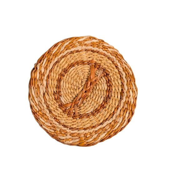 Small Woven Round Basket Lid Rustic Home Decor storage - Picture 2 of 11